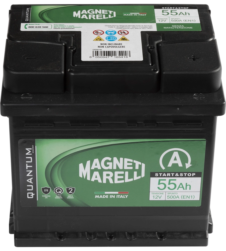 Magneti marelli batteria per auto start&stop 55ah 12v 500a en1 per cassetta l01